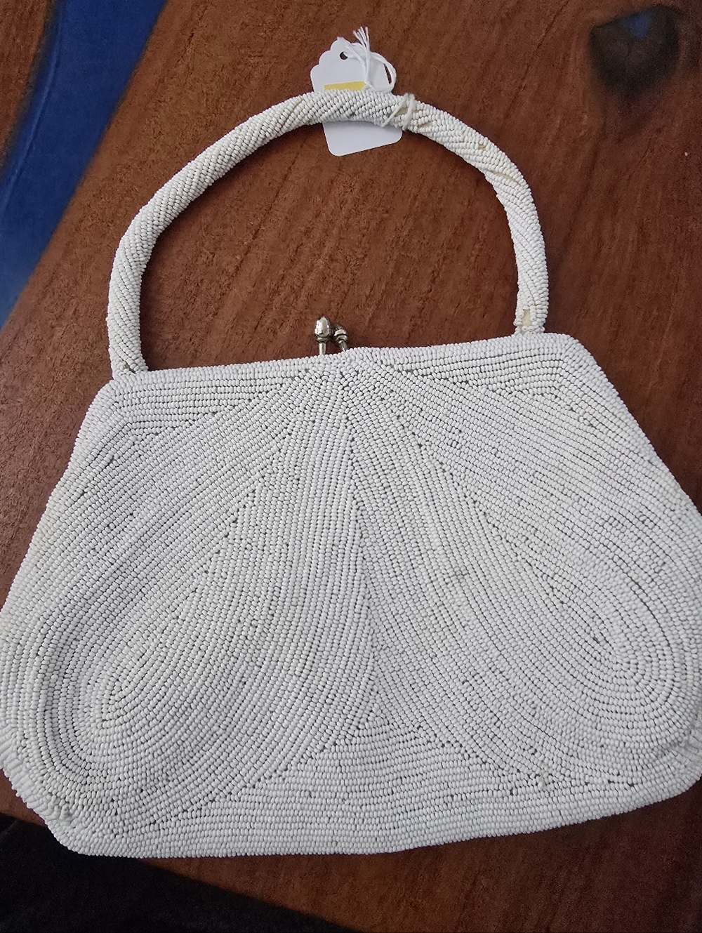 The Vintage White Seed Beaded Evening Bag by Ed B. Robinson